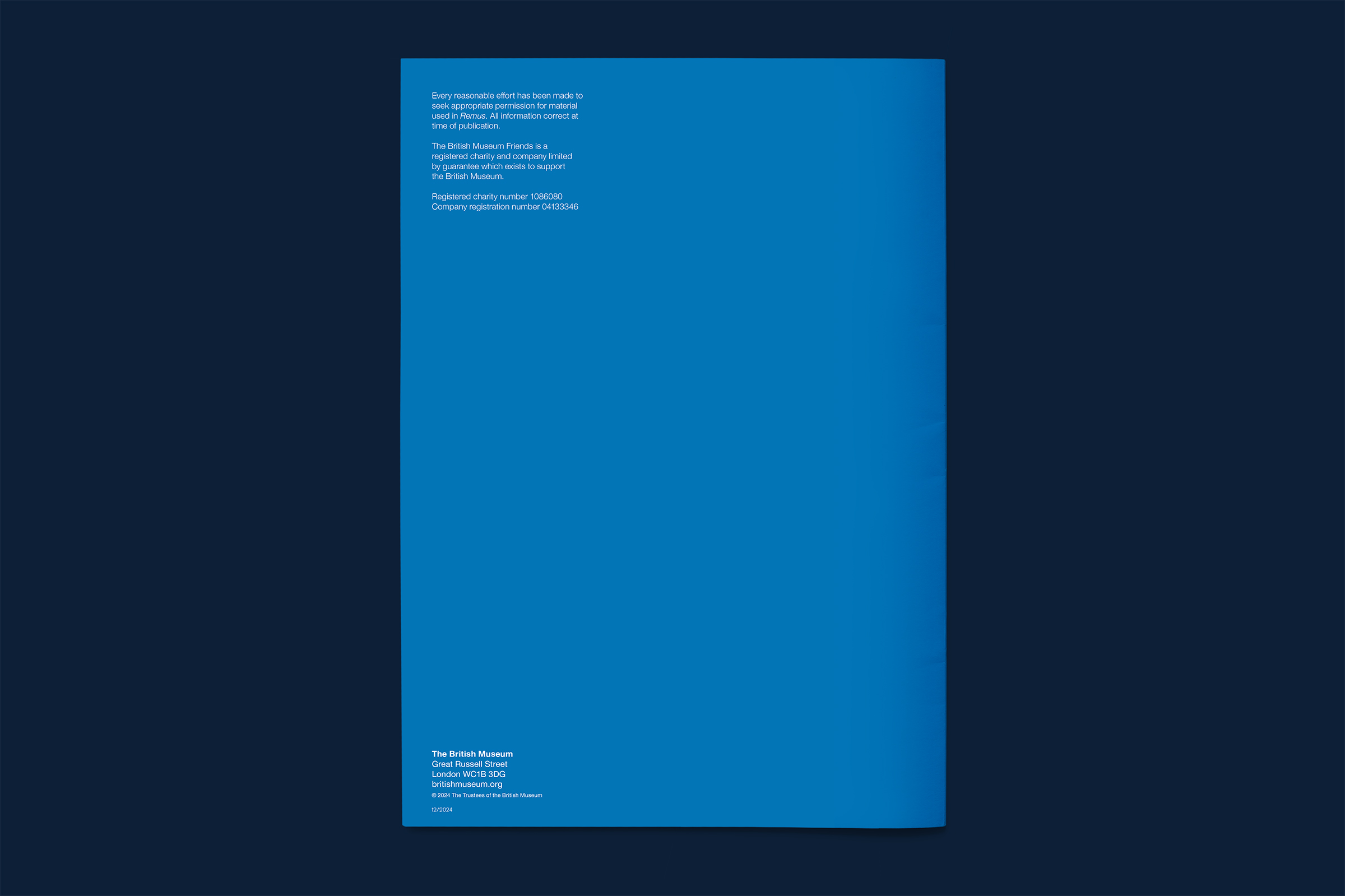 Top-down photo of the back cover